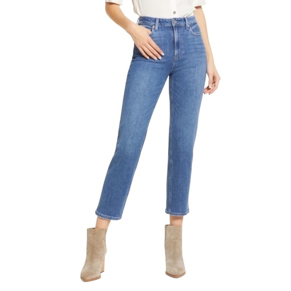 Paige jeans Sarah Straihht Leg Crop. Size 26. EUC. Perfectly‎ lightly distressed - Picture 1 of 8